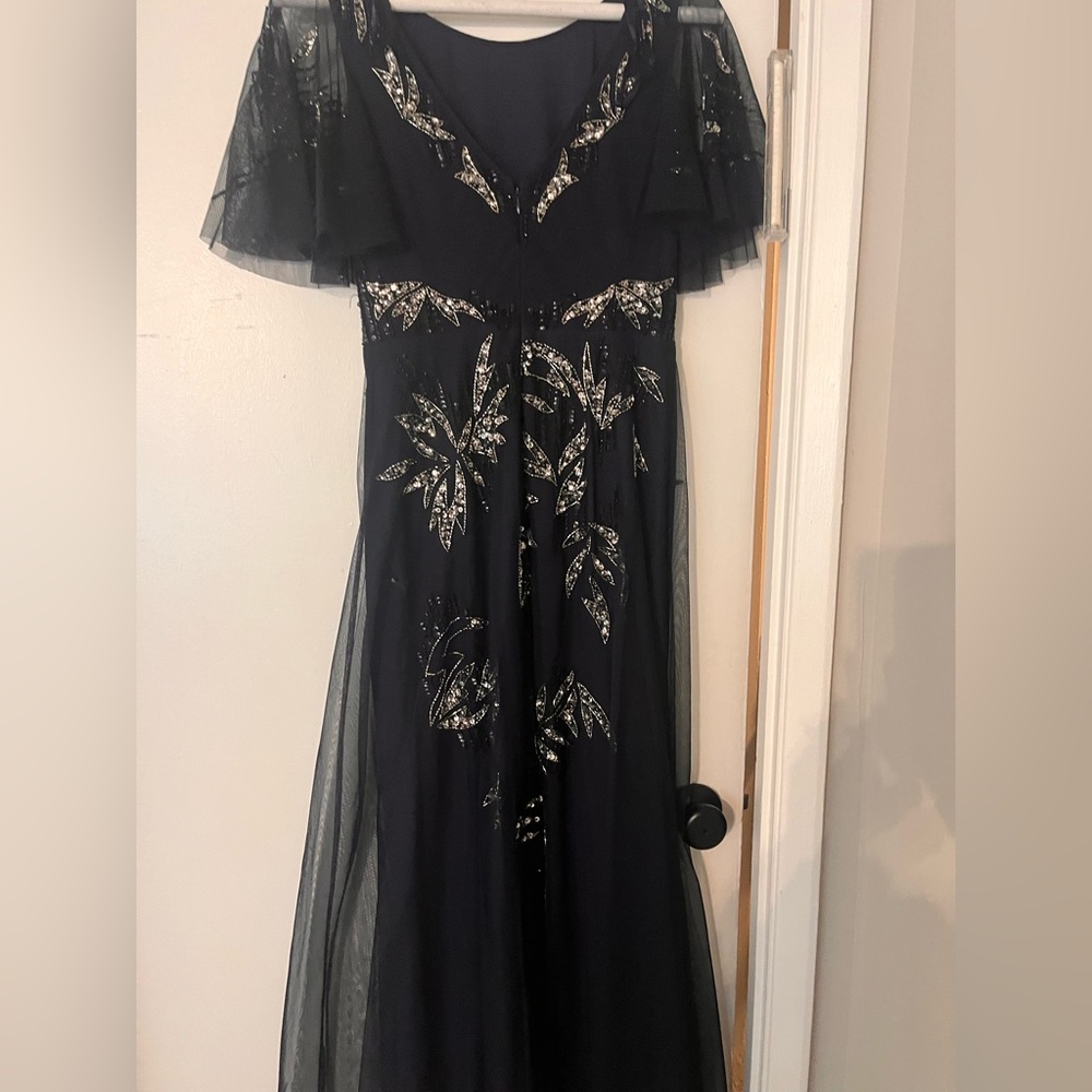 Elegant Navy and Silver Embellished Dress